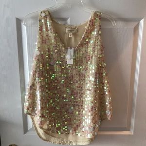 Sequin V-neck Swing Blouse